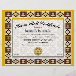 Honor Roll Certificate Kente K17 Earthtone Cores