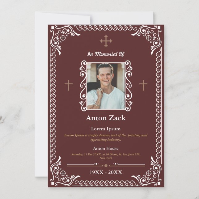 Honra A Sua Memória: Convite Funeral De Ornamentad (Frente)