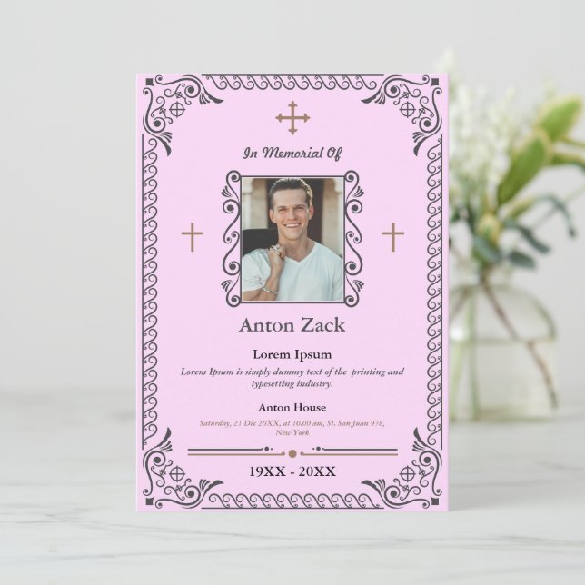 Honra A Sua Memória: Convite Funeral De Ornamentad (Em pé/Frente)