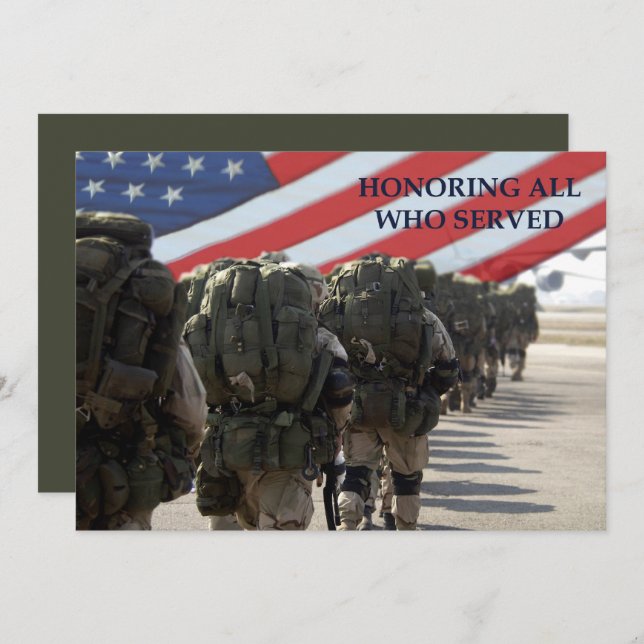 Honrando todos que serviram. Cartões Plana do Dia  (Frente/Verso)