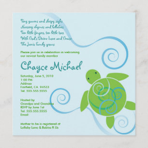 Honu Swirls com Convite para Chá de fraldas Poem
