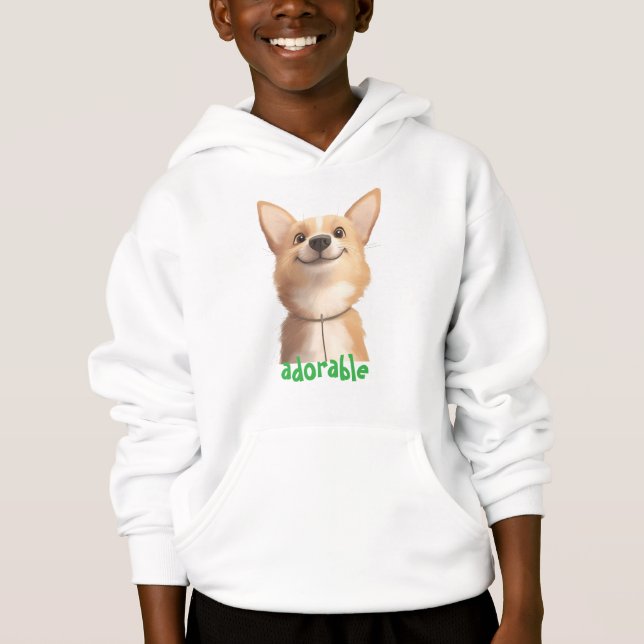 Hoodie Adorable Dog Illustration - Perfeito para P (Frente)