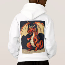 Hoodie Branco Para Crianças Com Design Dragão