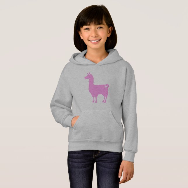 Hoodie cor-de-rosa do lama (Frente Completa)