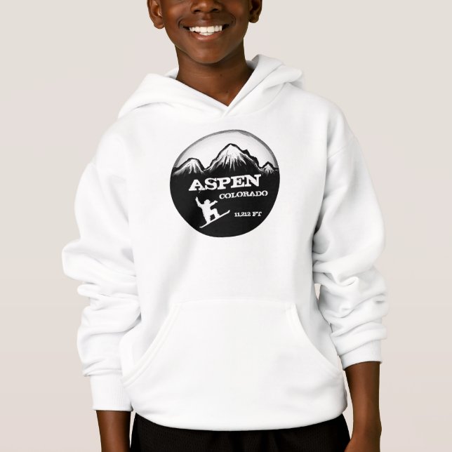 Hoodie da arte do snowboard dos meninos de Aspen (Frente)