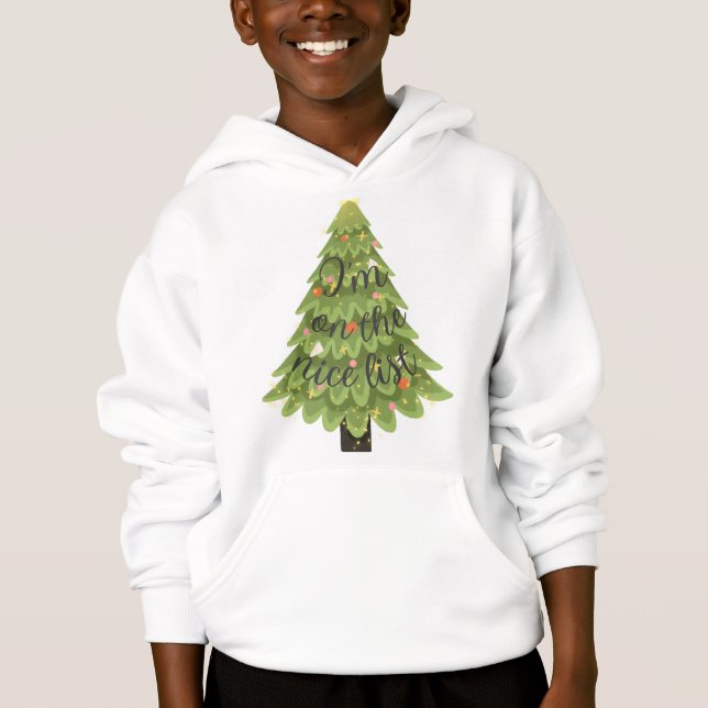 Hoodie De Crianças De Árvore De Natal Cozy (Frente)