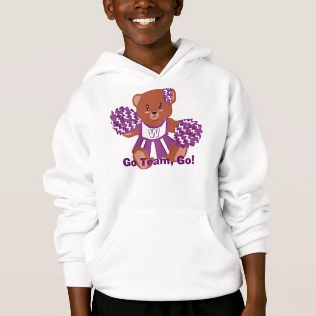 Hoodie do urso do cheerleader das cores da equipe (Frente)