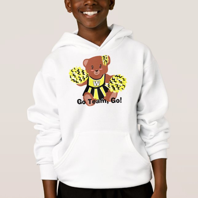 Hoodie do Urso do Cheerleader de Cores da Equipe (Frente)