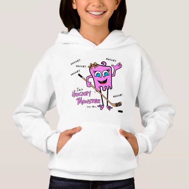 Hoodie Rosa, Monstro do Hóquei das Meninas (Frente)