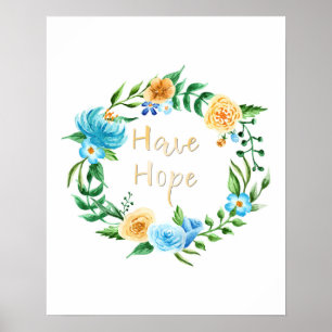 Hope Floral Wreath Poster