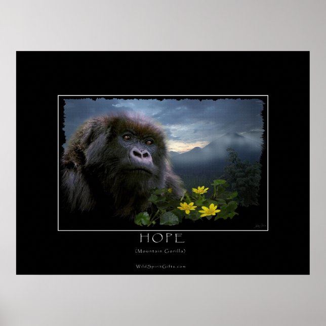 HOPE Mountain Gorilla Willife Art Impressão (Frente)