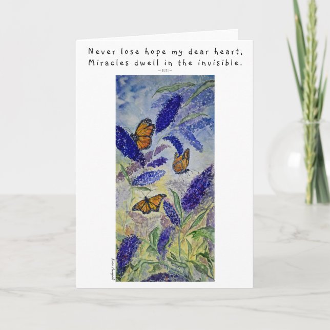 Hope Rumi Cita Cartão de Saudação de Arte Butterfl (Frente)