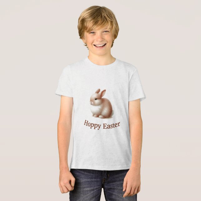 Hoppy Easter Bunny | T-Shirt Páscoa De Crianças Bo (Frente Completa)
