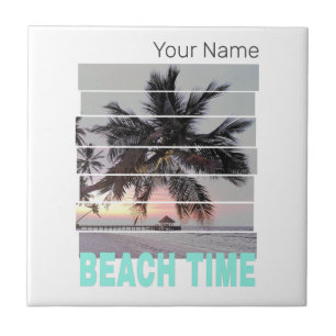 Hora da Praia Vintage Pier Palm Tree Sunset Souven