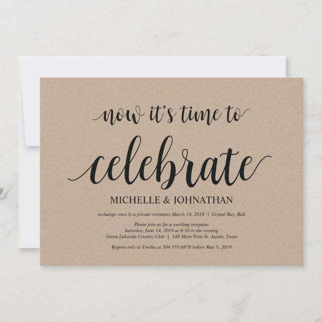 hora de celebrar, convites de fuga para o casament (Frente)