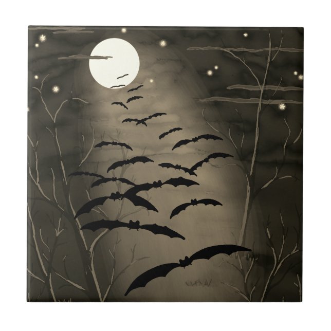 Hora de Encantamento Lua Cheia Morcegos Halloween  (Frente)