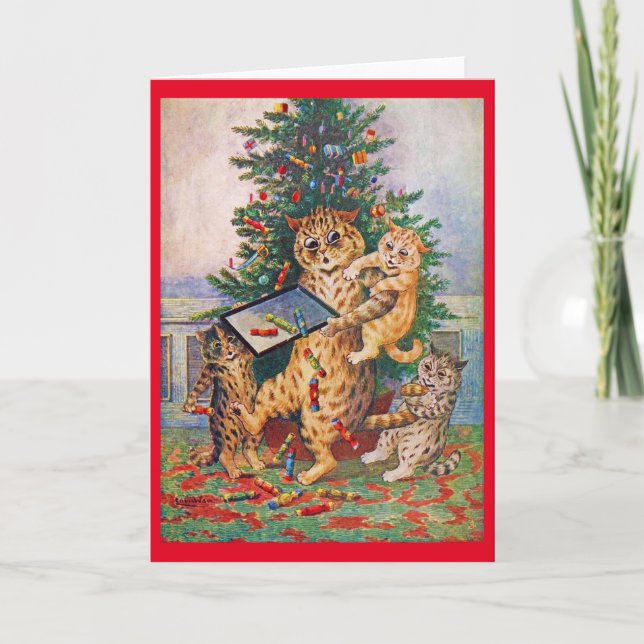 Hora de Natal em Catland, Cartão Louis Wain (Frente)