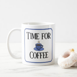 Hora do café, xícara azul. Personalizado.