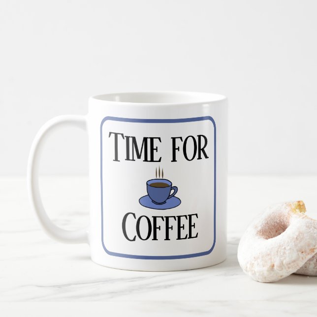 Hora do café, xícara azul. Personalizado. (Com Donut)