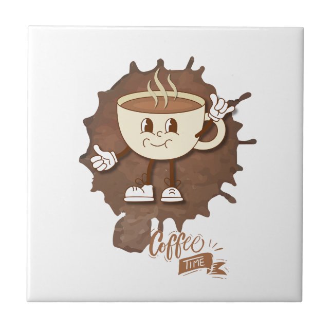 **Hora do Café – Xícara Sorrindo Fofa Vapor  (Frente)