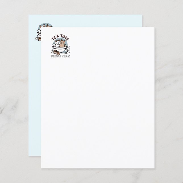 Hora do Tea Meow - Design de Gato e Chá (Frente/Verso)