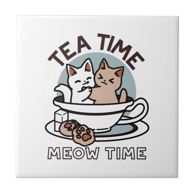 Hora do Tea Meow - Design de Gato e Chá (Frente)