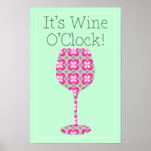 Hora do vinho! Poster cómico do teste padrão da