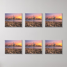 Hora Dourada Nova York Skyline Múltiplo Painel Can