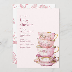 Hora rosa para o convite para Chá de fraldas de ch
