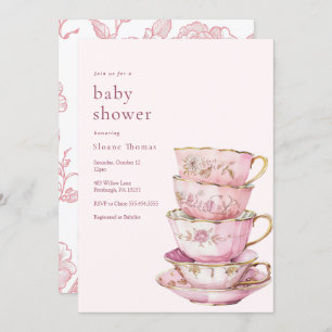 Hora rosa para o convite para Chá de fraldas de ch