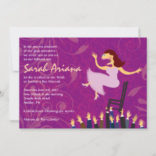 Horah Cadeira Menina Bat Mitzvah Convite