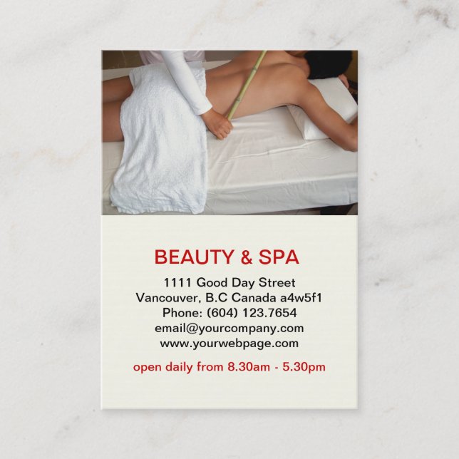 Horário Cadaverine Beauty Spa Salon Cartão de visita (Frente)