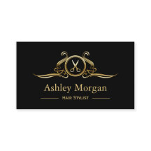 Cartão de Compromisso de Salão de Tesoura Dourada 
