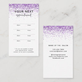 Horário Cartão de Compromisso de Salão roxo com brilho púr