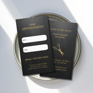 Horário Cartão de Compromisso Tesoura Preta Elegante Doura