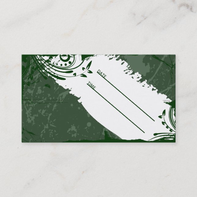 Horário cartão de compromisso verde grunge (Frente)