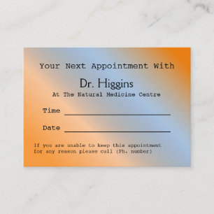 Horário Cartão de Consulta Médica Odontológica Laranja Mod