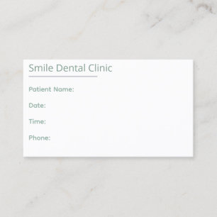 Horário Cartão de Consulta Odontológica Sage Green Uma Lin