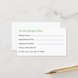 Horário Cartão de Consulta Odontológica Verde Médico