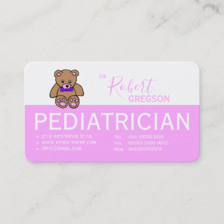Horário Cartão de Consulta Pediátrica Urso de Pelúcia Rosa