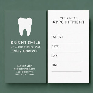 Horário Cartão de Consulta Verde Sage Dentista Profissiona