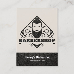 Horário Cartão de visita de couro de barbearia