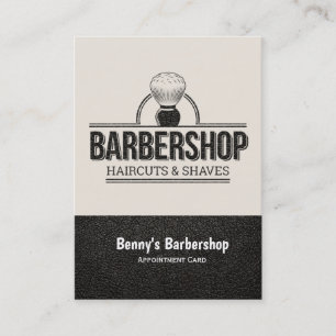 Horário Cartão de visita de couro de barbearia