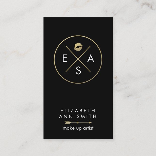 Horário Cartão de visita do maquilhador - ouro chique e (Frente)