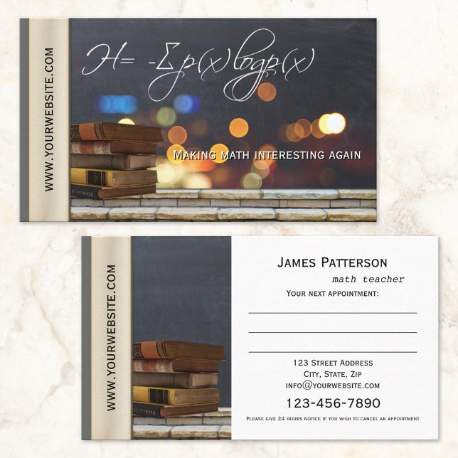 Horário Cartão de visita do Professor de Matemática ou de  (Criador carregado)