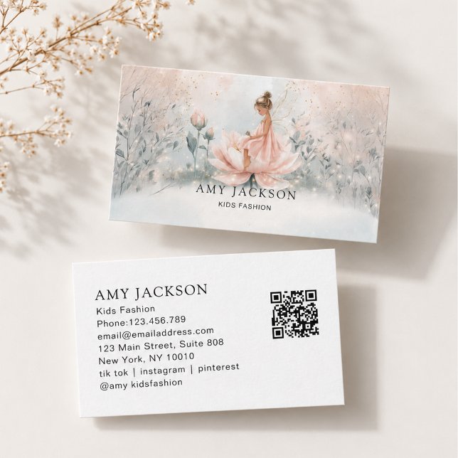 Horário Cartão de Visita QR Code Fada Caprichosa (Whimsical Fairy QR Code Business Card)