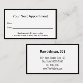 Horário Cartão Lembrete de Compromisso Branco e Preto Dent