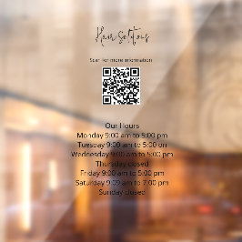 Horário Comercial com Cling de Janela de Código QR