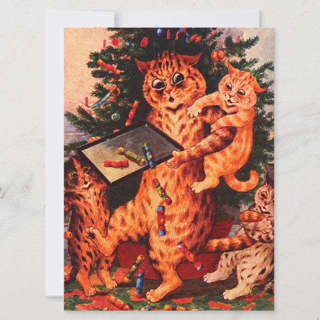 Horário de Natal Catland Louis Wain Flat Card (Frente)