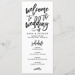 Horário e Programa de Casamento com Letra Chic Mão